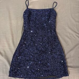 Elegant Navy Sequin Dress